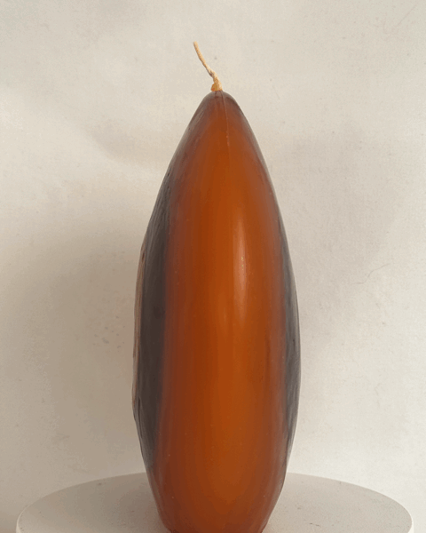 Bougie disque 14 cm en cire minérale — orange, jaune et ocre