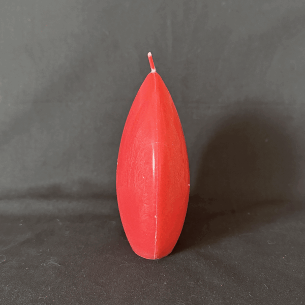 Bougie disque 10 cm en cire d’olive rouge — surface lisse et effets cristallisés