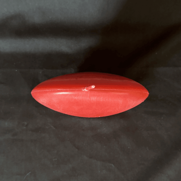 Bougie disque 10 cm en cire d’olive rouge — surface lisse et effets cristallisés