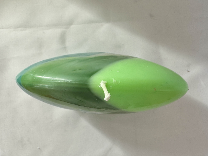 Bougie plate ronde verte à étages, grand format, collection Chlorophylle