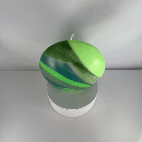 Bougie plate ronde verte à étages, grand format, collection Chlorophylle
