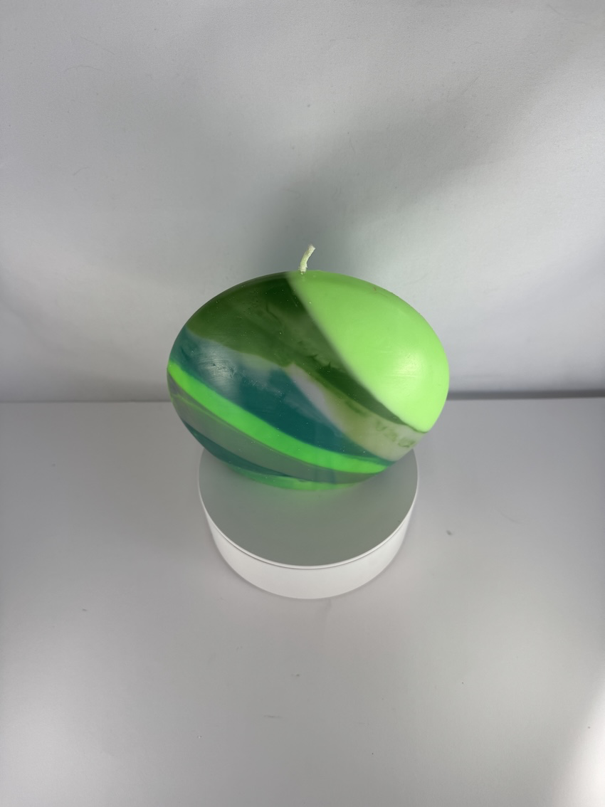 Bougie plate ronde verte à étages, grand format, collection Chlorophylle