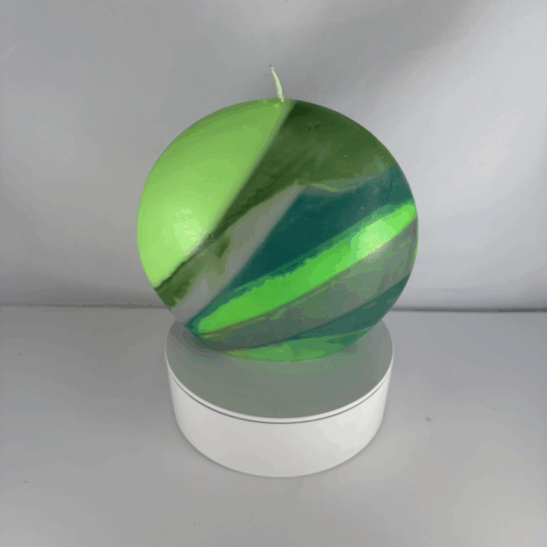 Bougie plate ronde verte à étages, grand format, collection Chlorophylle