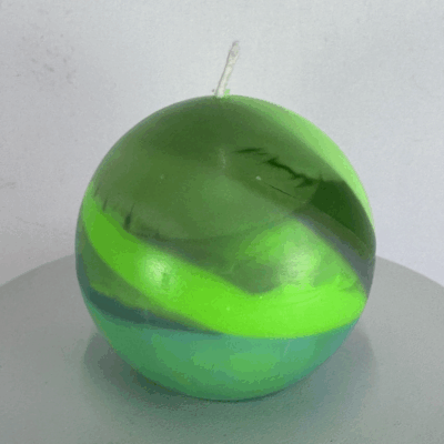 Bougie Sphère 6.5 – Collection Chlorophylle Bougie verte en forme de sphère, 6.5 cm, collection Chlorophylle