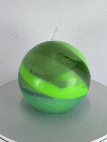 Bougie Sphère 6.5 – Collection Chlorophylle Bougie verte en forme de sphère, 6.5 cm, collection Chlorophylle