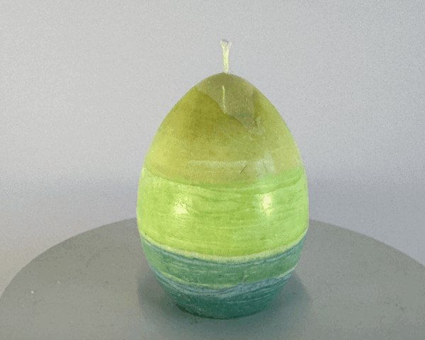 Bougie œuf jaune, verte et bleue – collection Bleu citron