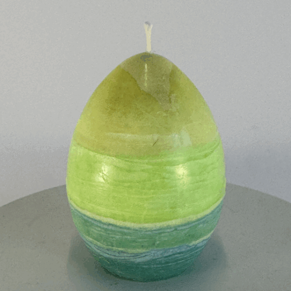 Bougie œuf jaune, verte et bleue – collection Bleu citron