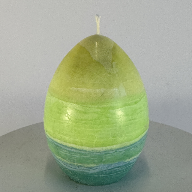 Bougie œuf jaune, verte et bleue – collection Bleu citron