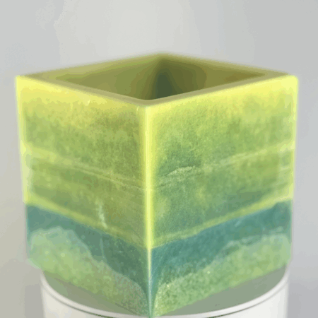 Photophore Cube Bleu citron – 10 cm Photophore cube en cire végétale jaune, verte et bleue – collection Bleu citron
