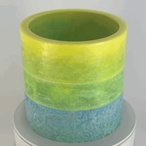 Photophore cylindrique en cire jaune, verte et bleue – collection Bleu citron