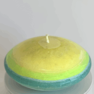 Bougie sphère jaune, verte et bleue – collection Bleu citron