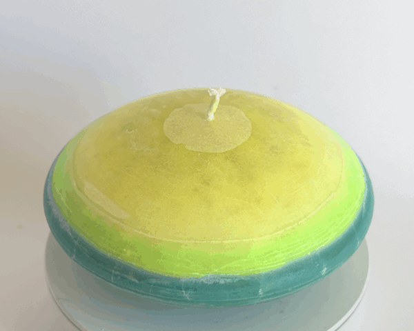 Bougie sphère jaune, verte et bleue – collection Bleu citron
