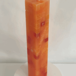 Bougie pilier carré IceCubes 3,8x22 cm | cire marbrée lilas et pêche