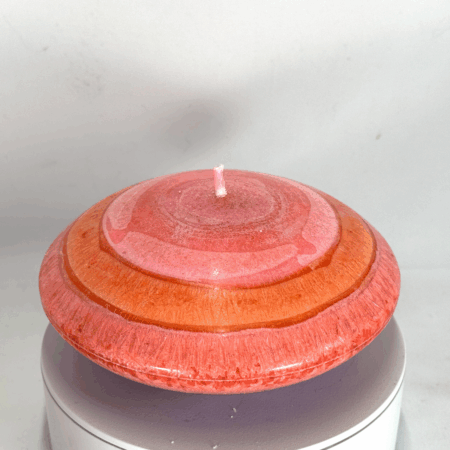 Soucoupe 6×12.5cm | Collection JOY – Bougie artisanale colorée Soucoupe - Bougie colorée orange rose – collection JOY boo-j