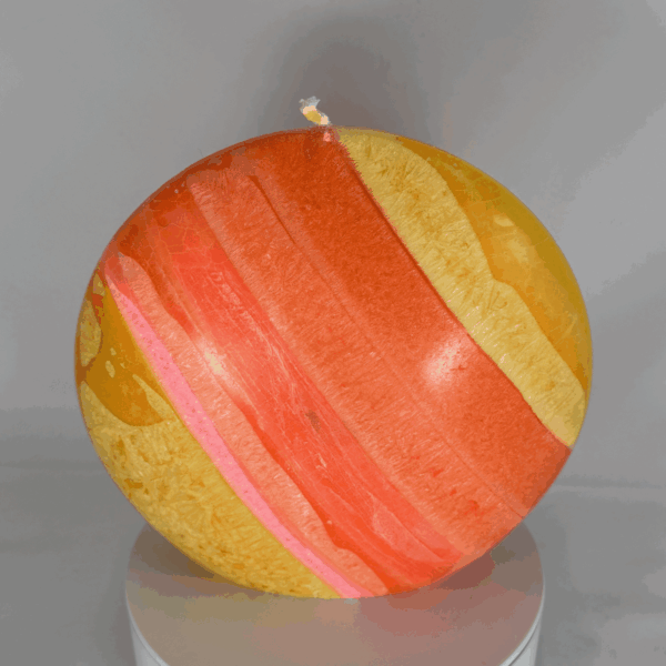 Bougie Grand Disque 14 cm – Collection JOY – formes bombées et couleurs vives en cire végétale