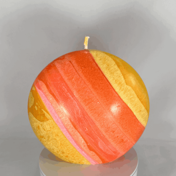 Bougie Grand Disque 14 cm – Collection JOY – formes bombées et couleurs vives en cire végétale