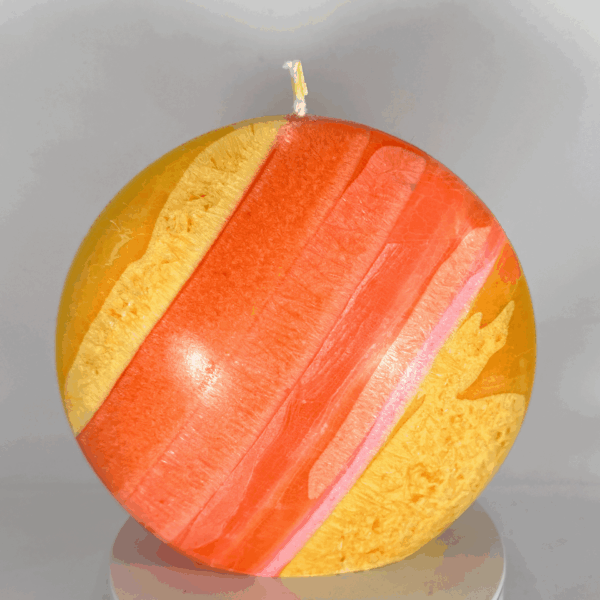 Bougie Grand Disque 14 cm – Collection JOY – formes bombées et couleurs vives en cire végétale