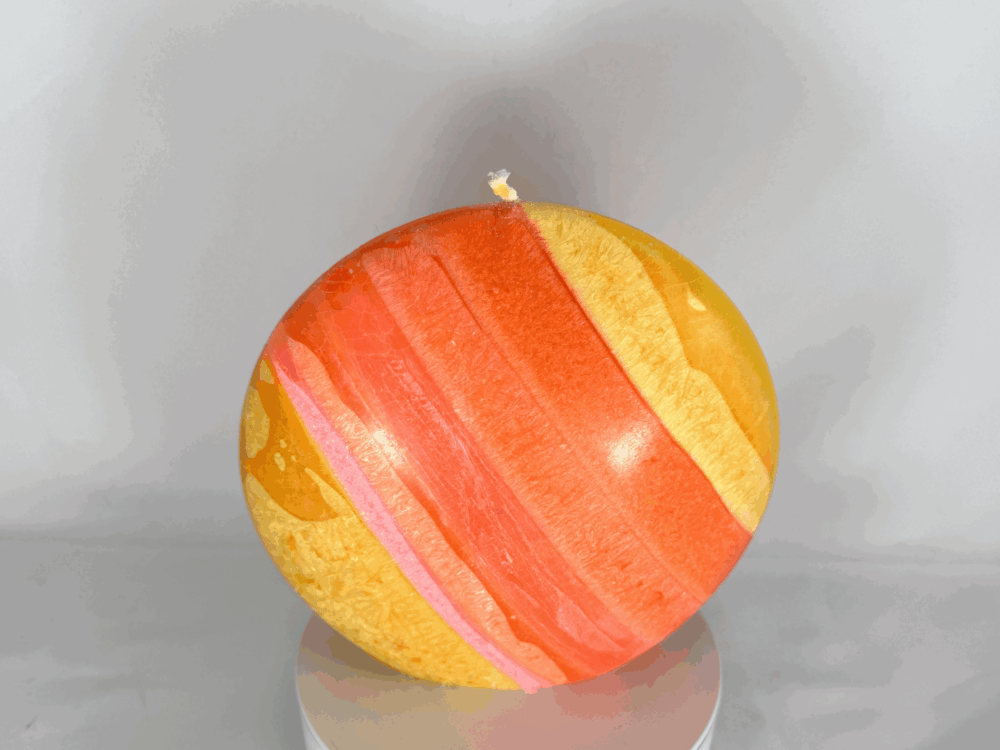 Bougie Grand Disque 14 cm – Collection JOY – formes bombées et couleurs vives en cire végétale