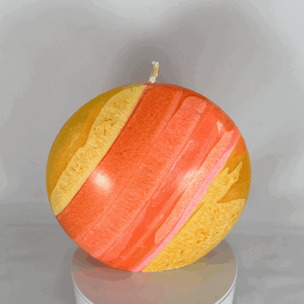 Bougie Grand Disque 14 cm – Collection JOY – formes bombées et couleurs vives en cire végétale