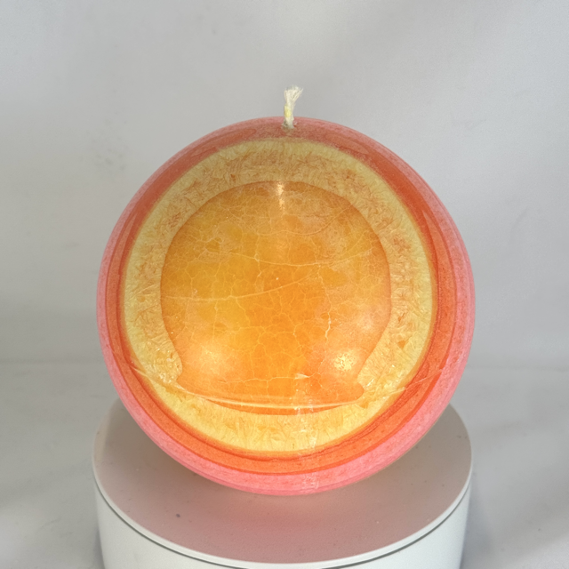 Sphère 12 cm | Collection JOY – Bougie artisanale colorée Bougie sphérique colorée de 12 cm – Collection JOY – cire végétale, effet cristallisé