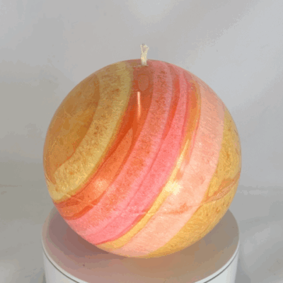 Sphère 12 cm | Collection JOY – Bougie artisanale colorée Bougie sphérique colorée de 12 cm – Collection JOY – cire végétale, effet cristallisé