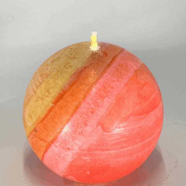 Bougie sphérique colorée de 6.5 cm – Collection JOY – cire végétale, effet cristallisé