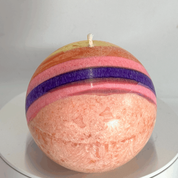Bougie sphérique colorée de 8 cm – Collection JOY – cire végétale, effet cristallisé