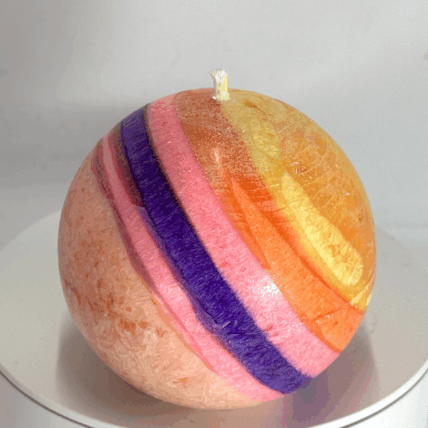 Bougie sphérique colorée de 8 cm – Collection JOY – cire végétale, effet cristallisé