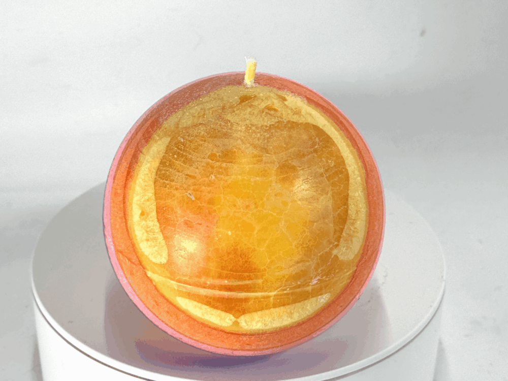 Bougie sphérique colorée de 8 cm – Collection JOY – cire végétale, effet cristallisé