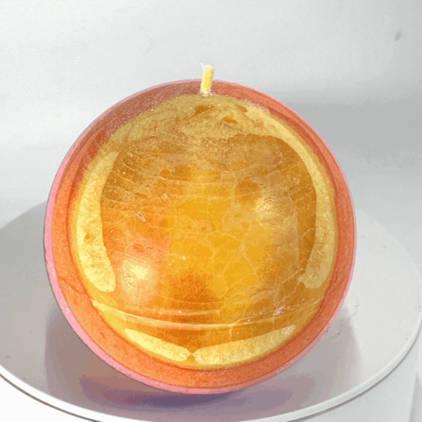 Bougie sphérique colorée de 8 cm – Collection JOY – cire végétale, effet cristallisé