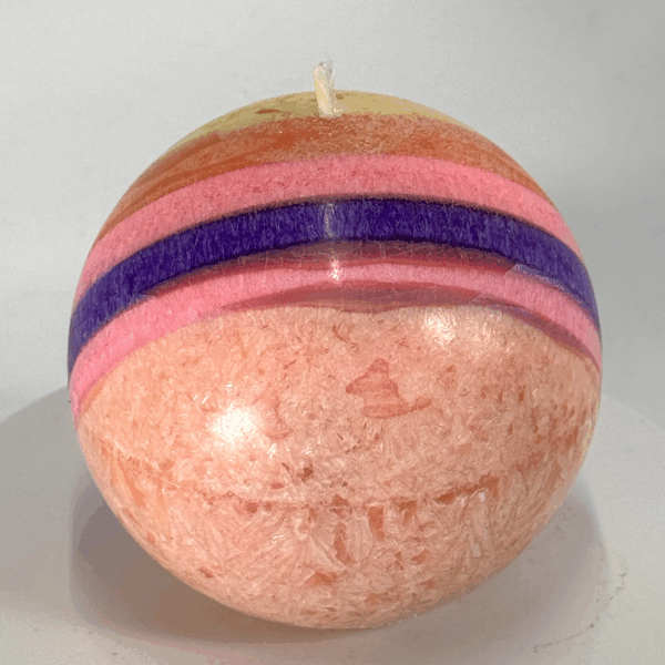Bougie sphérique colorée de 8 cm – Collection JOY – cire végétale, effet cristallisé