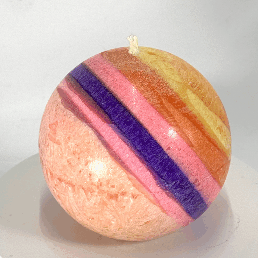 Bougie sphérique colorée de 8 cm – Collection JOY – cire végétale, effet cristallisé