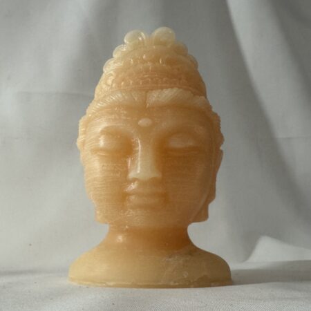 Bougie visage féminin bouddha Bougie sculpturale en forme de visage féminin bouddha – cire couleur abricot – 300g