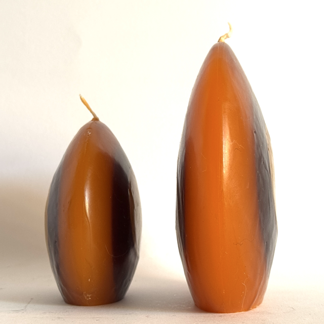 DUO bougies disques 10 et 14cm en cire minérale — orange, jaune et ocre