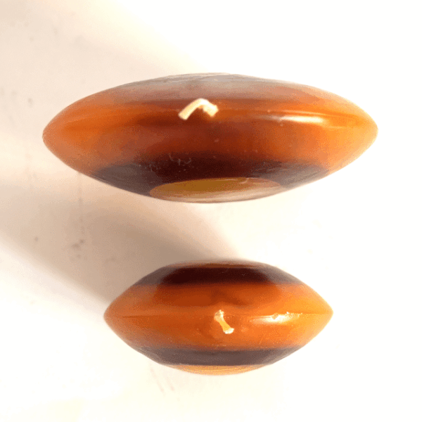 DUO bougies disques 10 et 14cm en cire minérale — orange, jaune et ocre