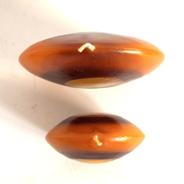 DUO bougies disques 10 et 14cm en cire minérale — orange, jaune et ocre