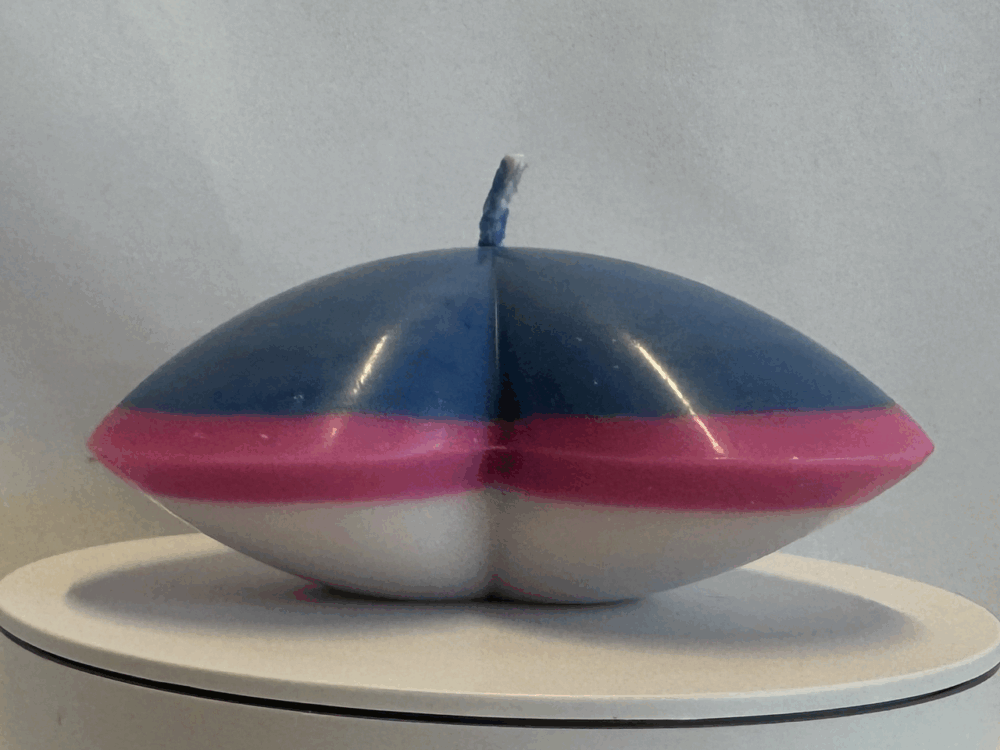 Bougie cœur 10,5x5cm | Bleu OFF – Filon rose