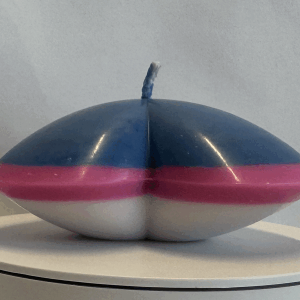 Bougie cœur 10,5x5cm | Bleu OFF – Filon rose