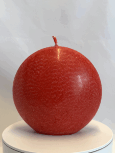 Bougie disque 10 cm en cire d’olive rouge — surface lisse et effets cristallisés