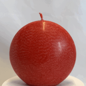Bougie disque 10 cm en cire d’olive rouge — surface lisse et effets cristallisés