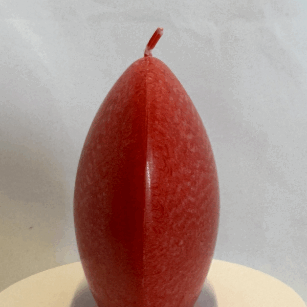 Bougie disque 10 cm en cire d’olive rouge — surface lisse et effets cristallisés