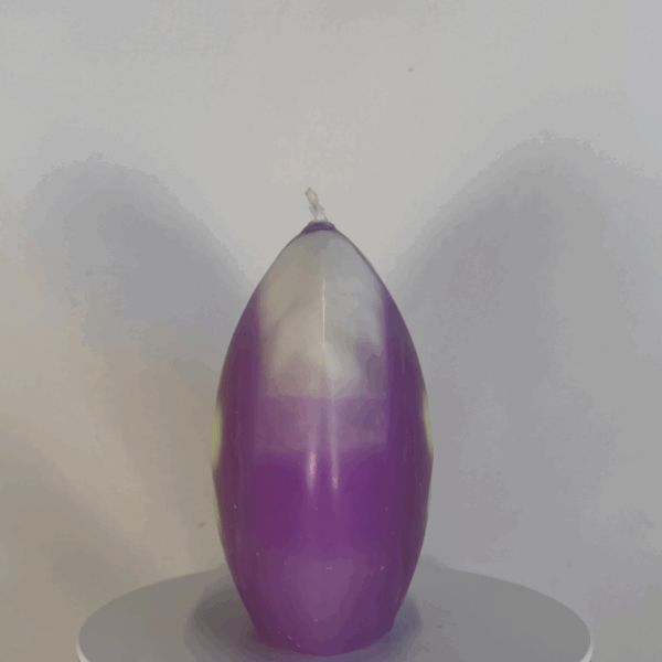Bougie disque 10 cm en cire minérale violet-vert-blanc
