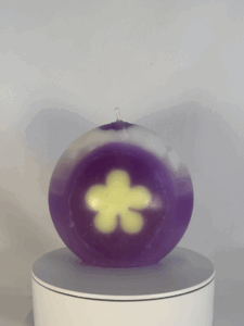 Bougie disque 10 cm en cire minérale violet-vert-blanc