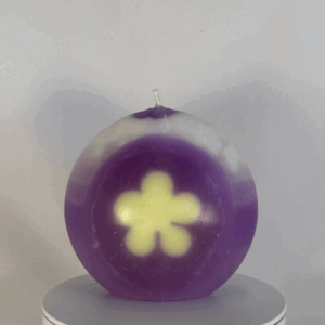 Bougie disque 10 cm en cire minérale violet-vert-blanc