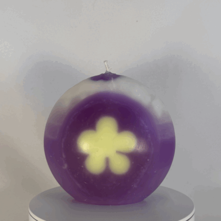 Bougie disque 10 cm en cire minérale violet-vert-blanc