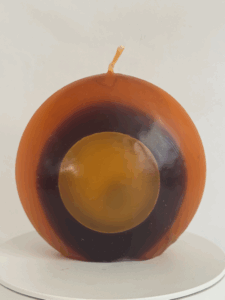 Bougie disque 10 cm en cire minérale — orange, jaune et ocre