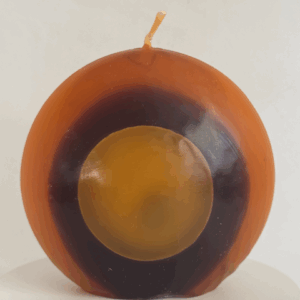 Bougie disque 10 cm en cire minérale — orange, jaune et ocre