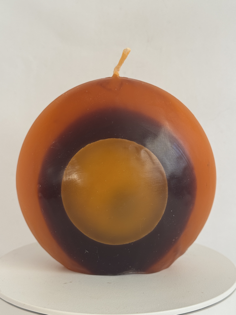 Bougie disque 10 cm en cire minérale — orange, jaune et ocre