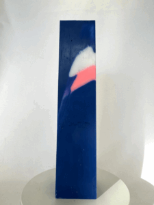 Bougie pilier 5x22cm bleu et rose – collection Bleu OFF – Filon rose