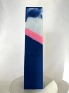 Bougie pilier 5x22cm bleu et rose – collection Bleu OFF – Filon rose